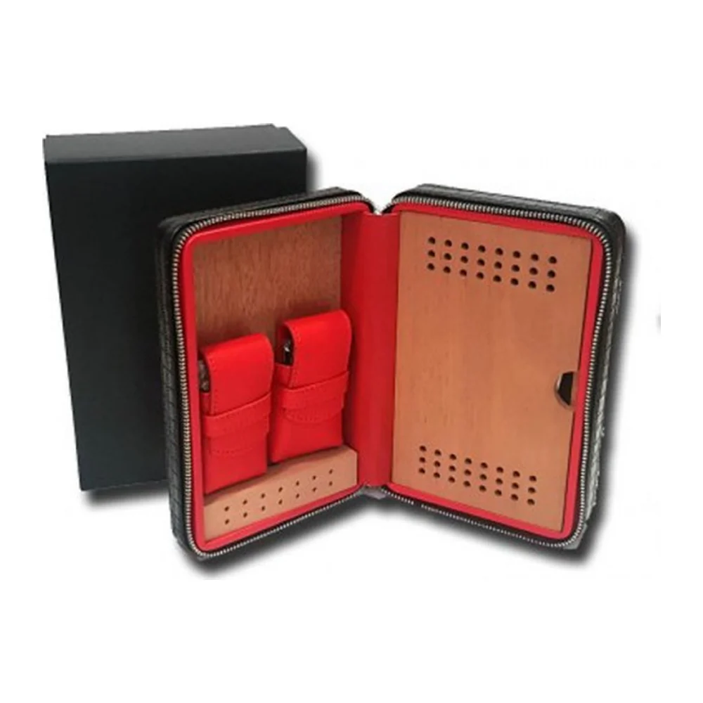 Travel Humidor Set Leather Black