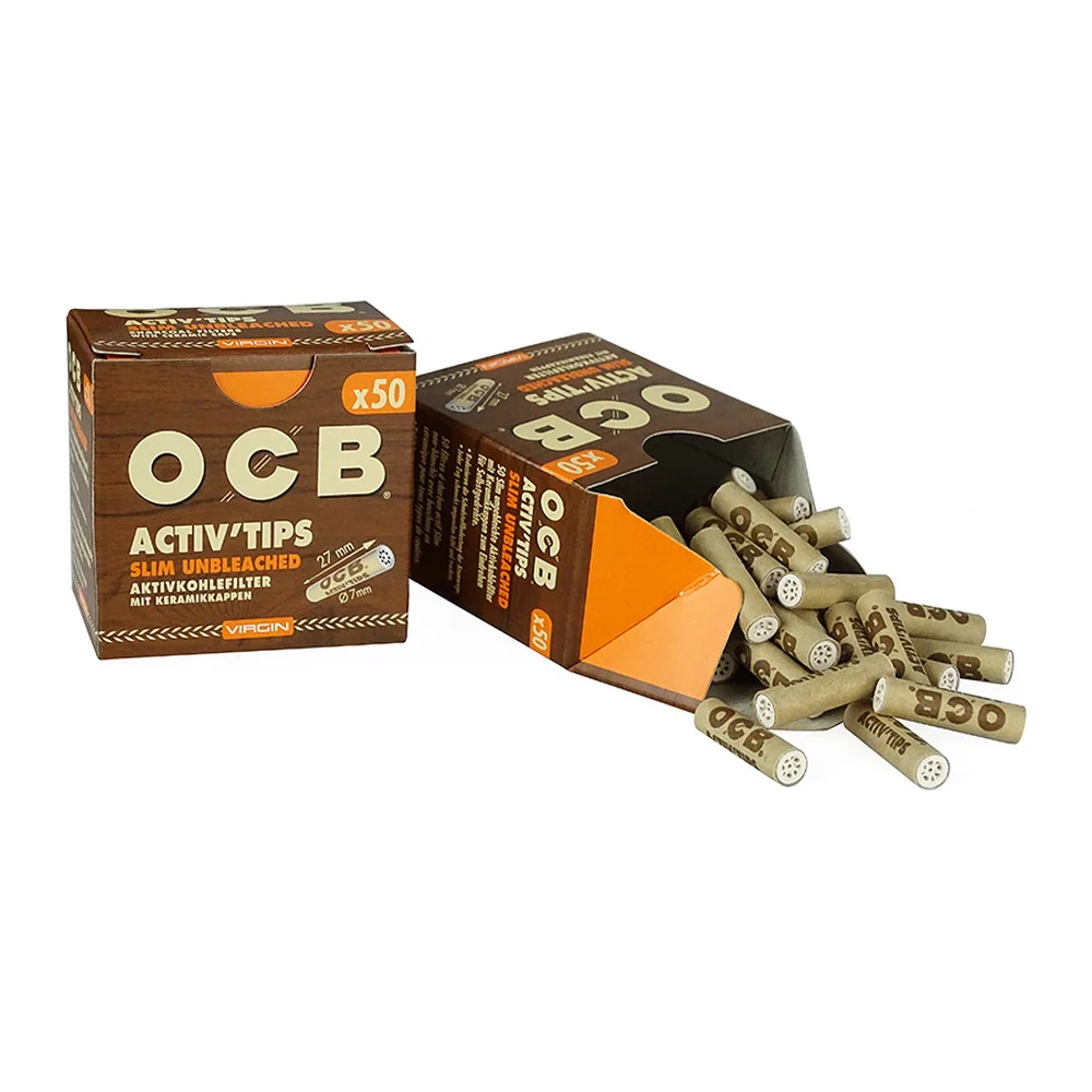 OCB Activ'Tips Slim Unbleached 7mm (50 Filters)